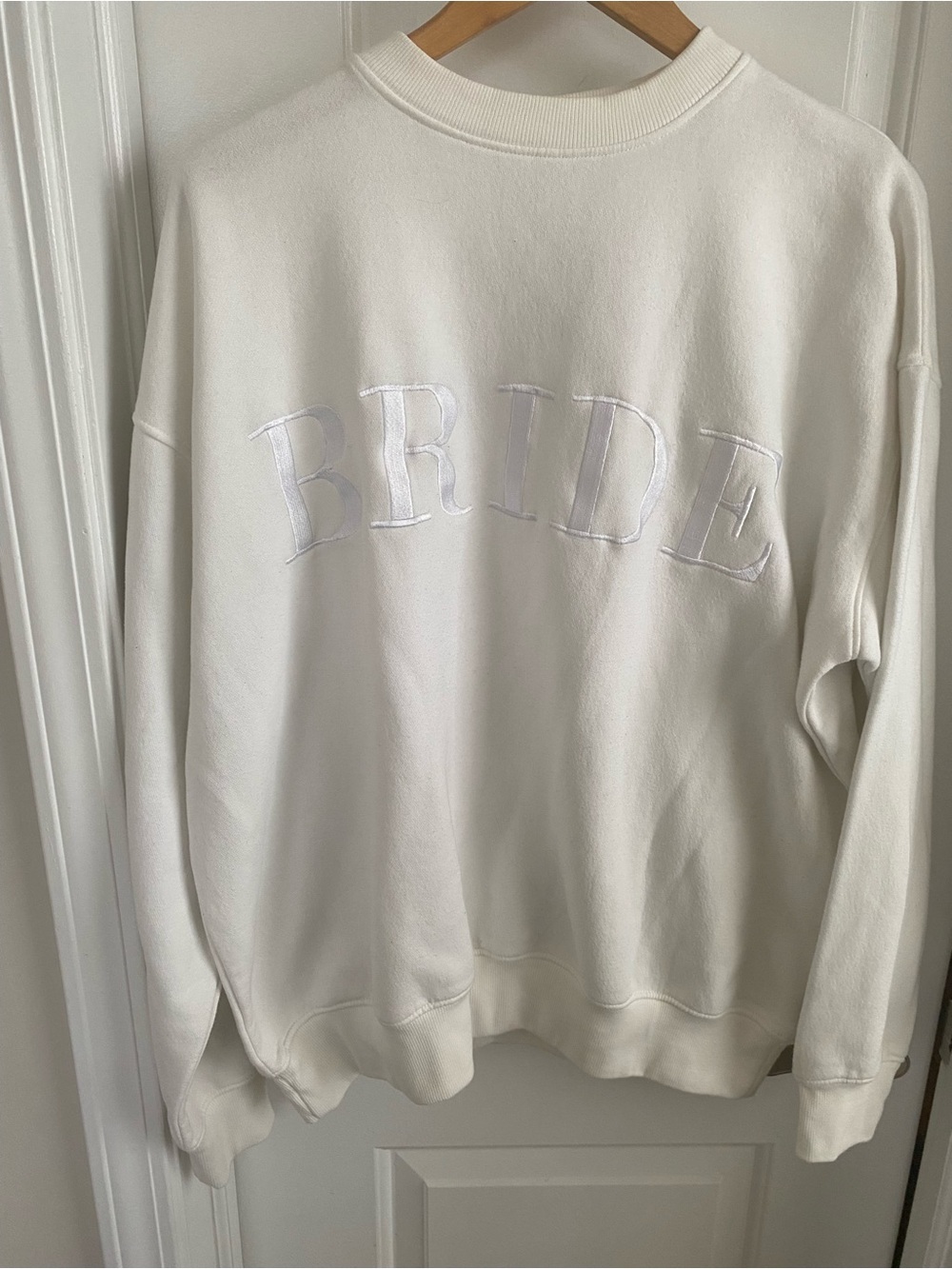 Six Stories White 'BRIDE' Embroidered Crewneck Sweatshirt